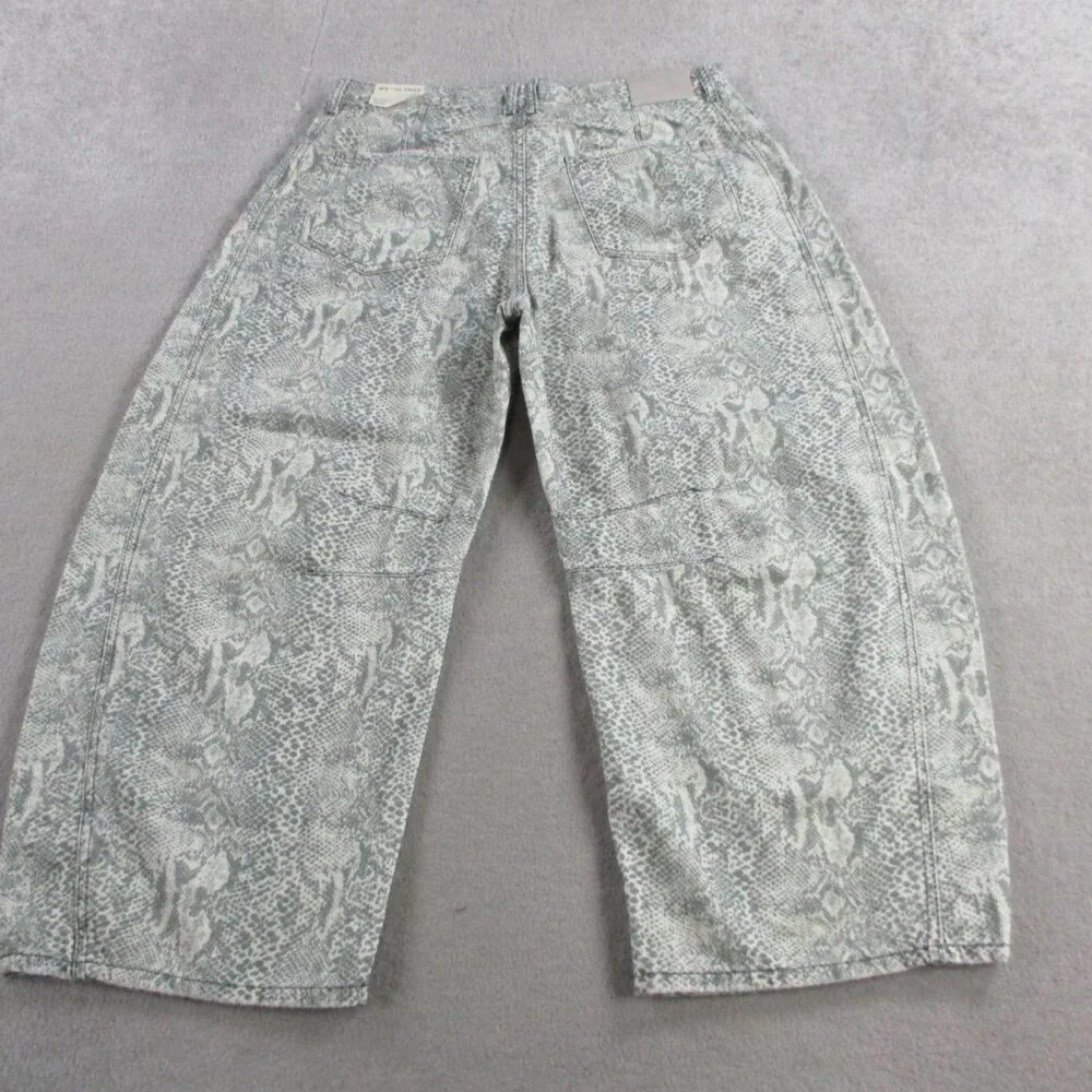 We The Free Jeans Womens 32 Snake Print Good Luck Barrel Wide Leg Pants NEW - Picture 5 of 15